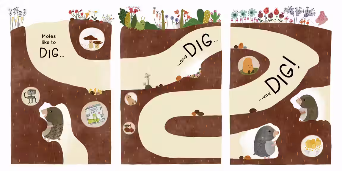 Muswell Mole and the Buried Treasure – picture book design by Victoria Vassiades, image 2 of 4