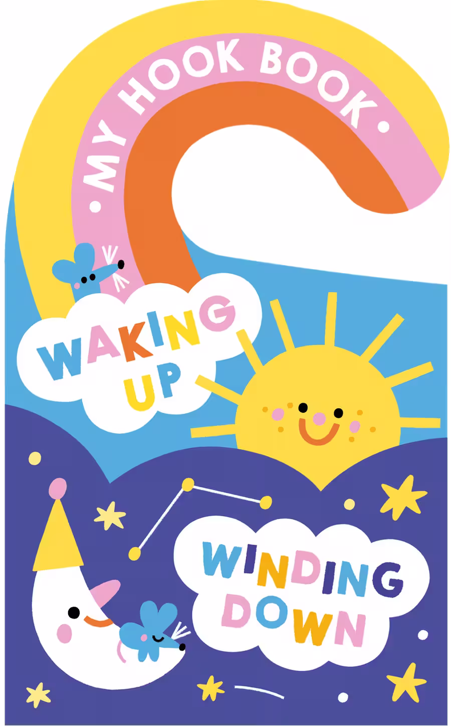 Hook Books: Waking Up, Winding Down – novelty book cover design by Victoria Vassiades