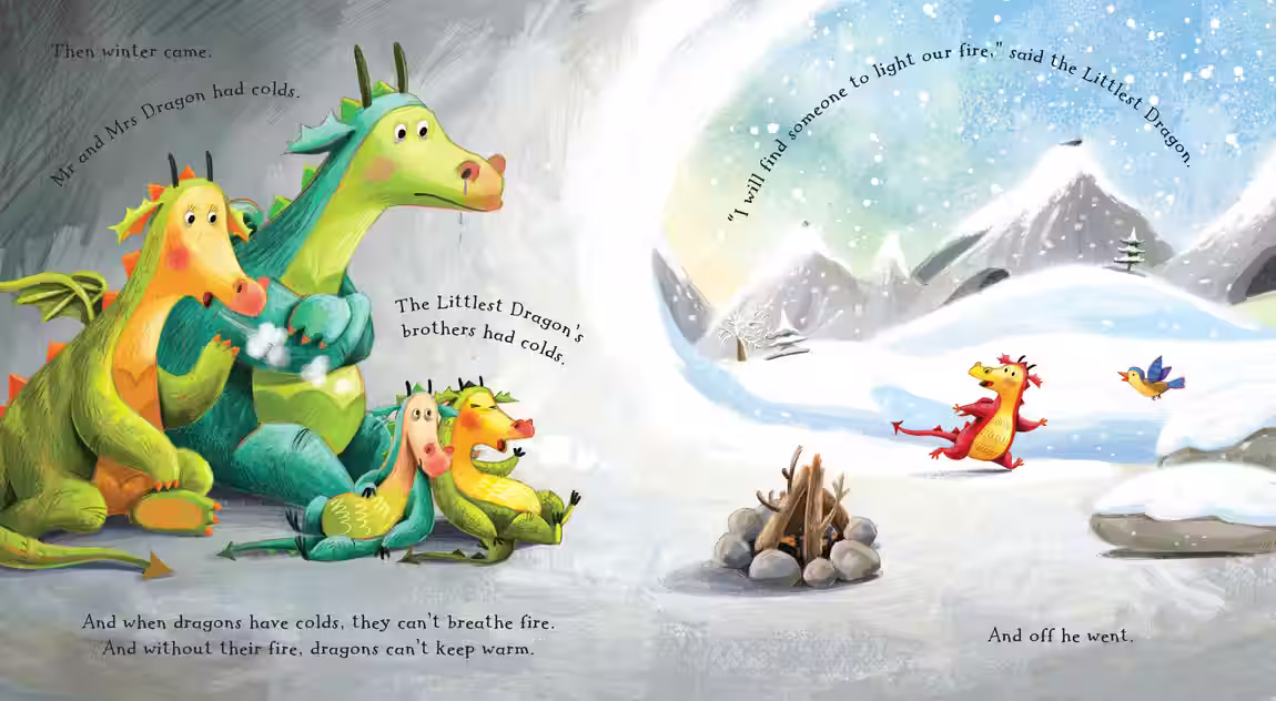 The Littlest Dragon – picture book design by Victoria Vassiades, image 2 of 3