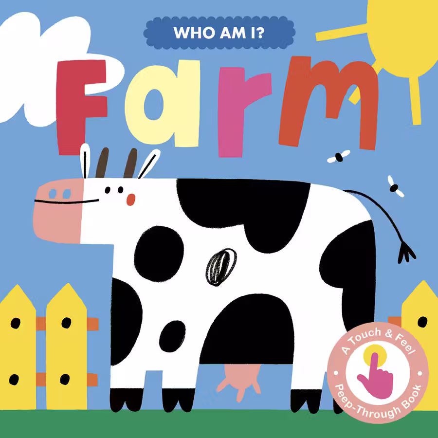 Who Am I? Farm – novelty book cover design by Victoria Vassiades